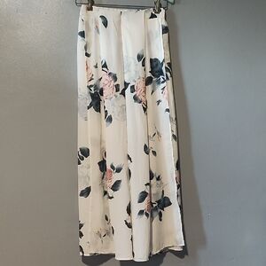 Floral Print Wide Leg Side Slit Palazzo Pants With Built In White Shorts